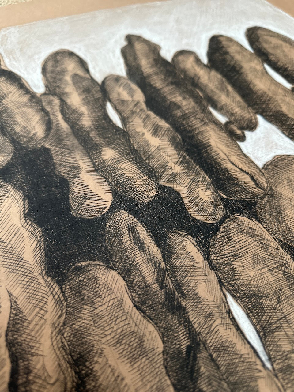 Rocks 56x44cm / DRY POINT Etching / Brown paper
