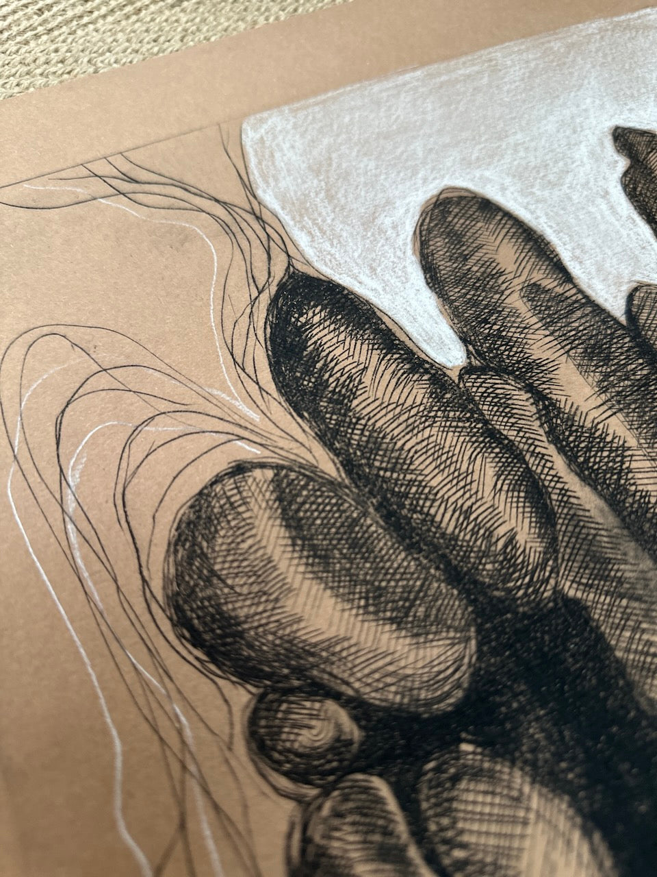 Rocks 56x44cm / DRY POINT Etching / Brown paper