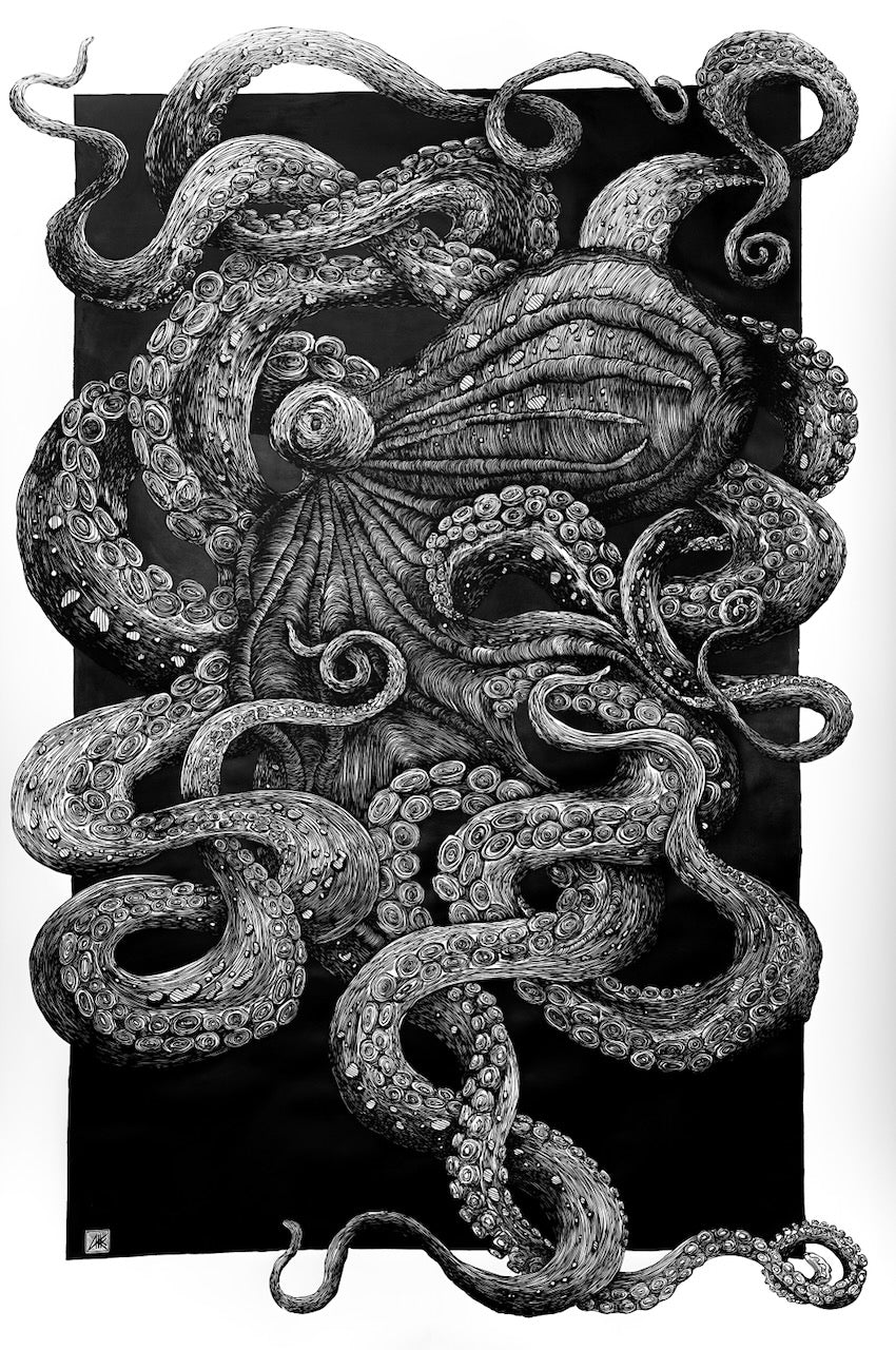 Giant Octopus II /BLACK/ 150x105 cm
