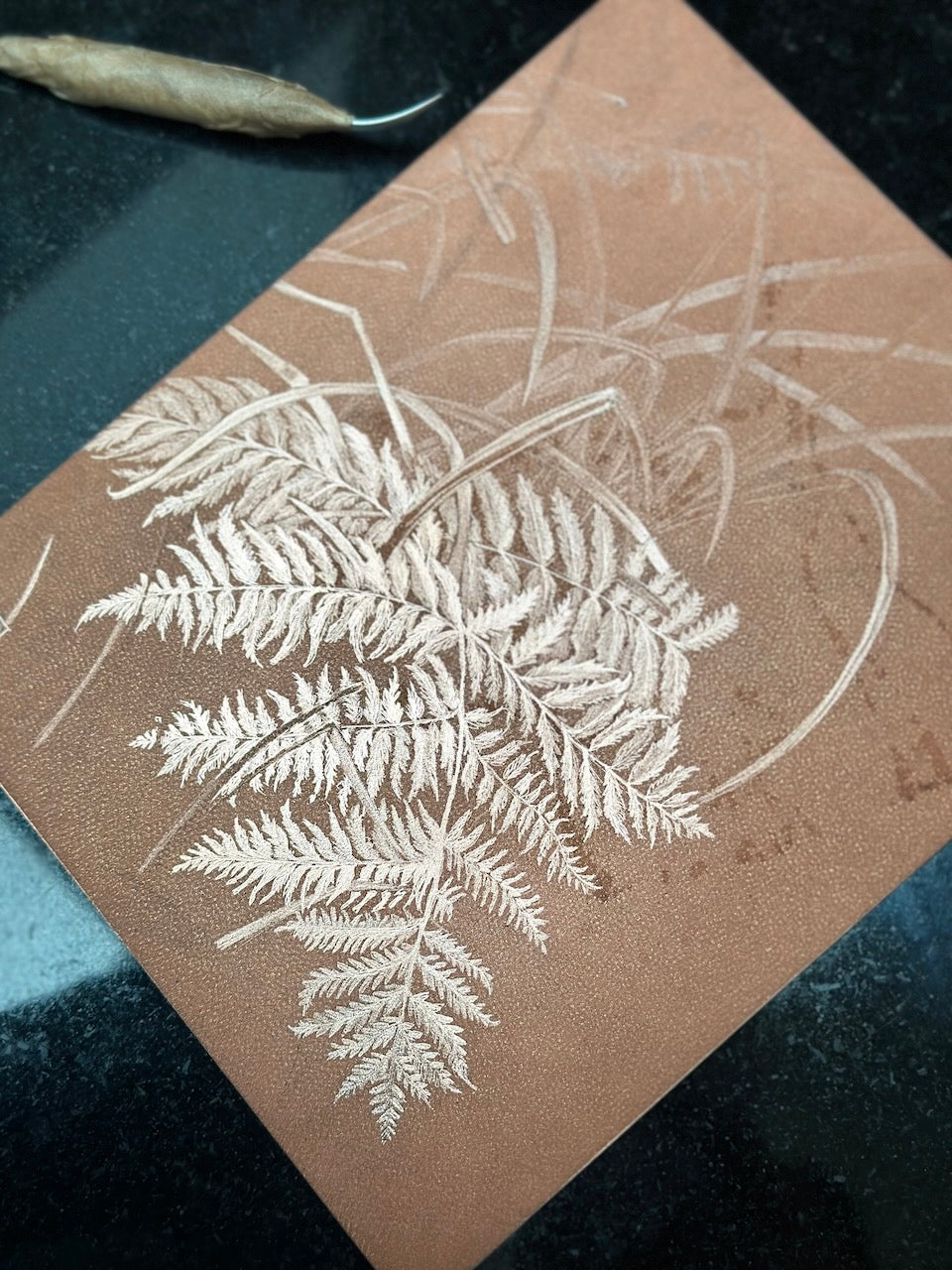 Bright 21x29 cm / MEZZOTINT Etching