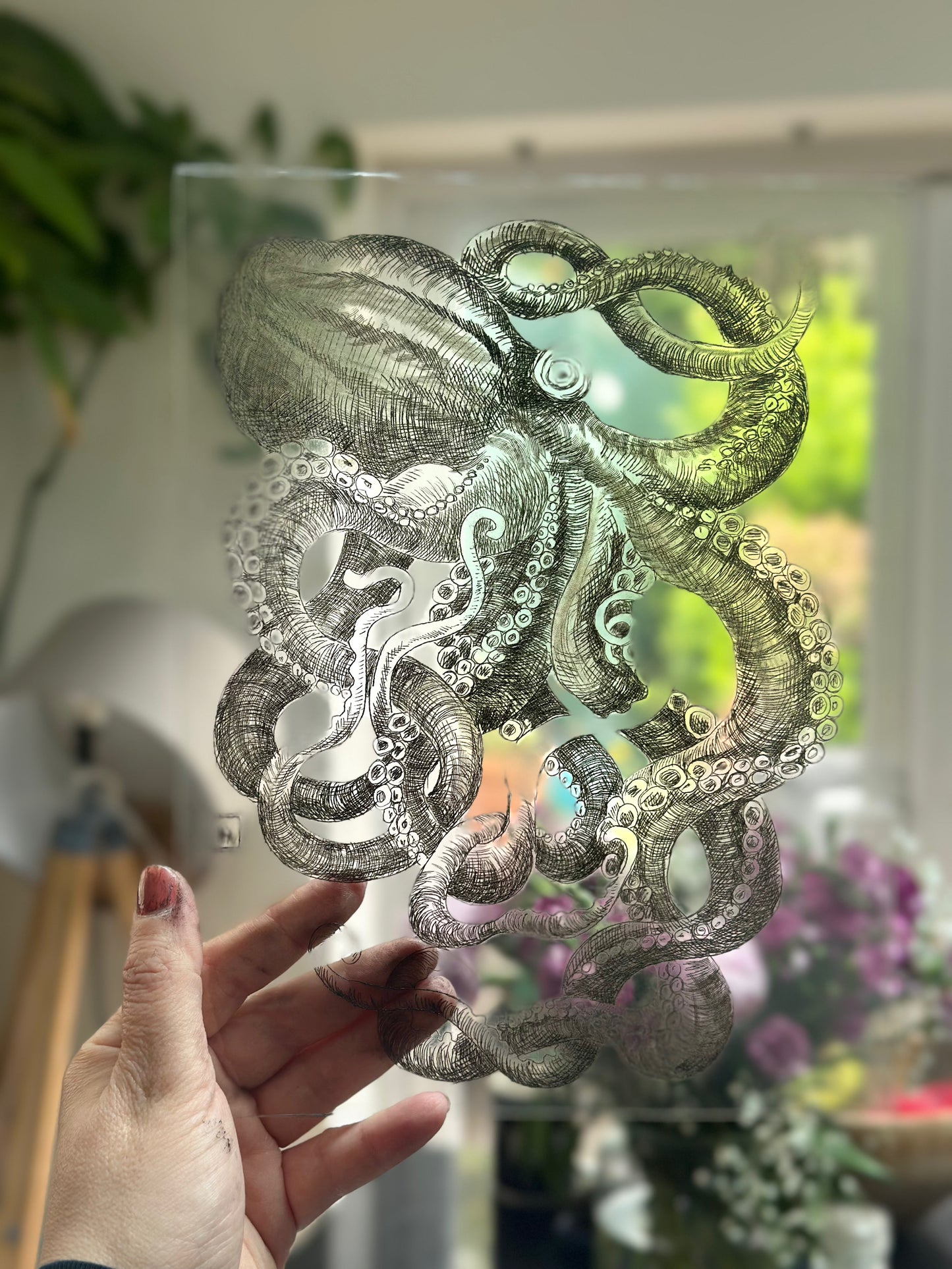 Small Octopus 28x38 cm/ DRY POINT Etching