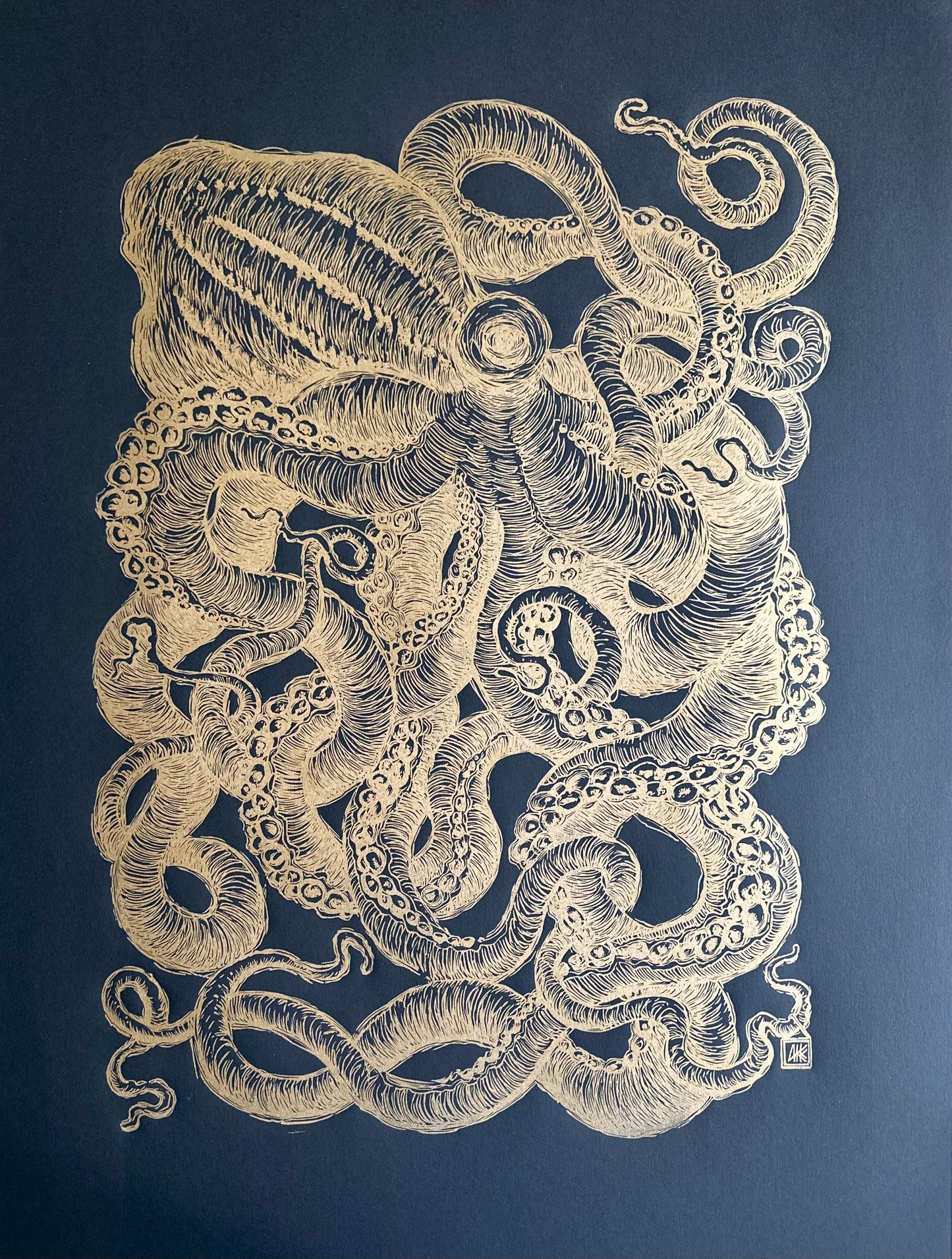 GOLDEN Octopus III / 60x80cm