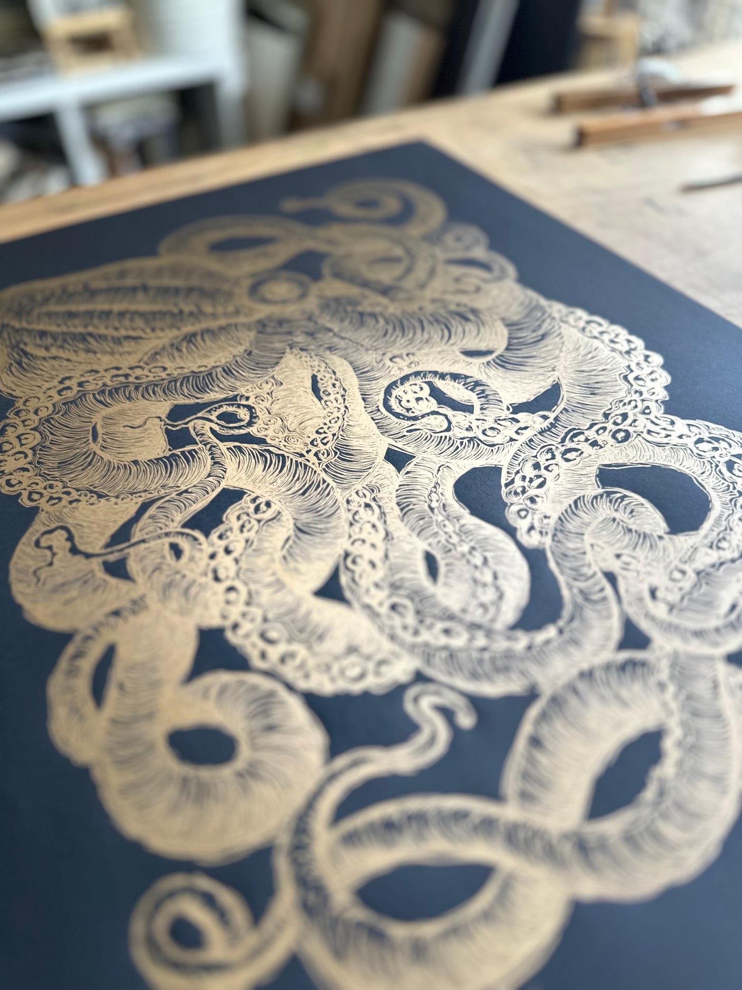 GOLDEN Octopus III / 60x80cm