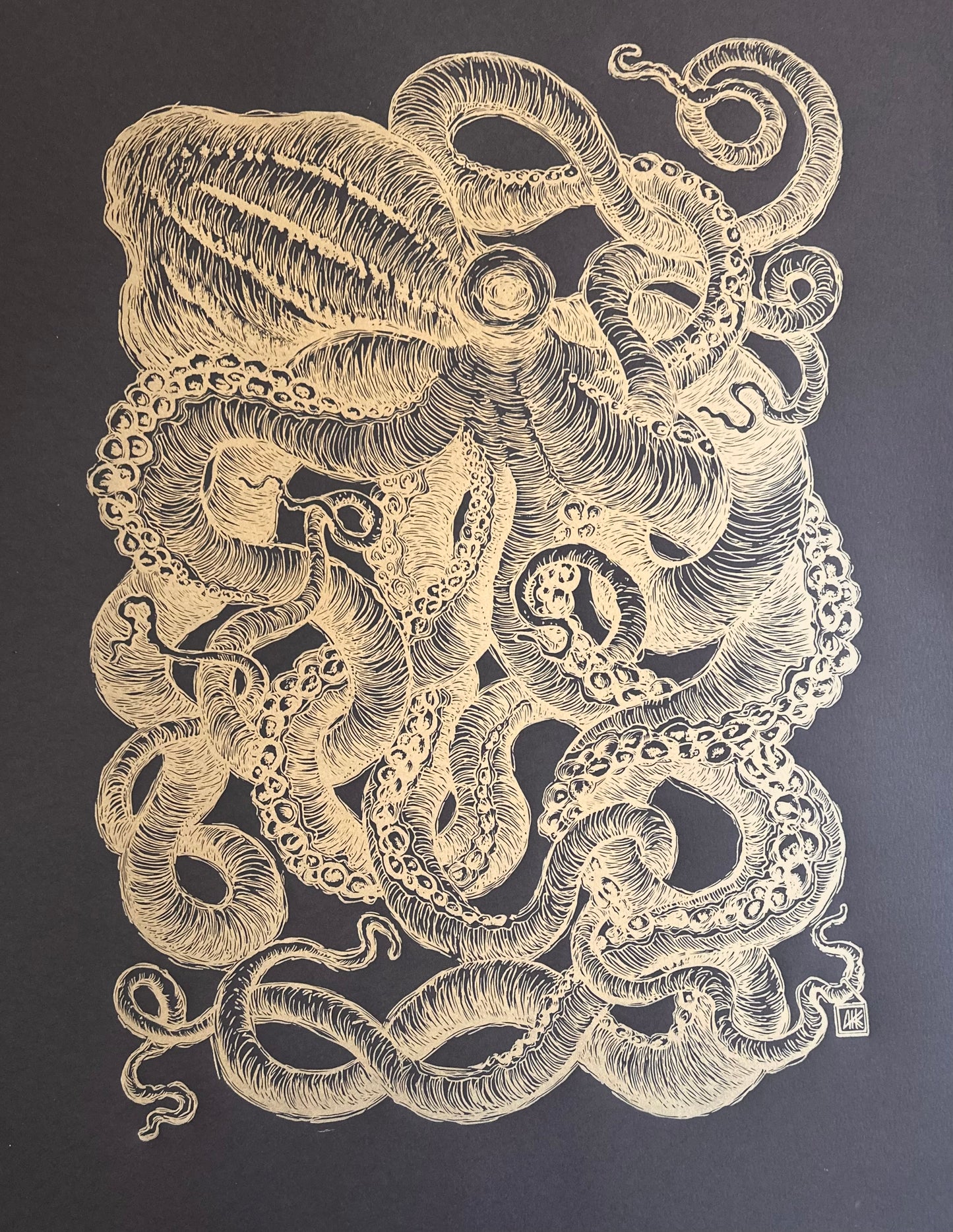 GOLDEN Octopus III / 60x80cm