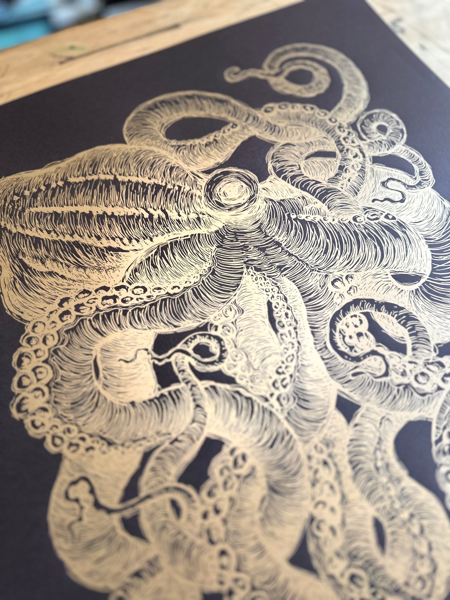 GOLDEN Octopus III / 60x80cm