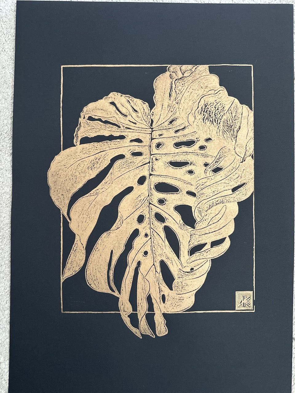 GOLD Monstera's Leaf / 50x70cm