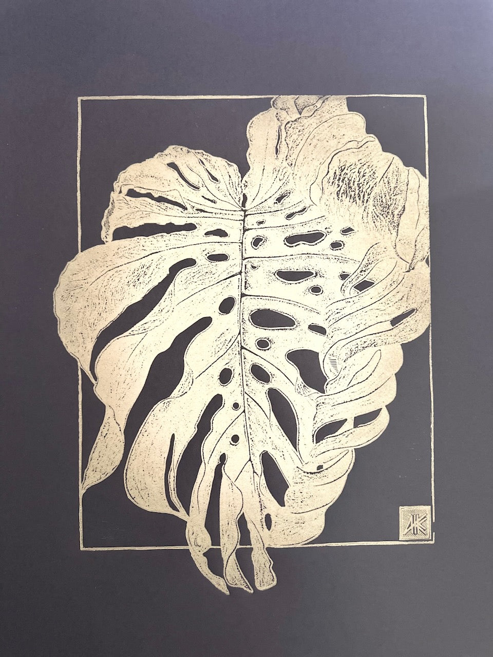 GOLD Monstera's Leaf / 50x70cm