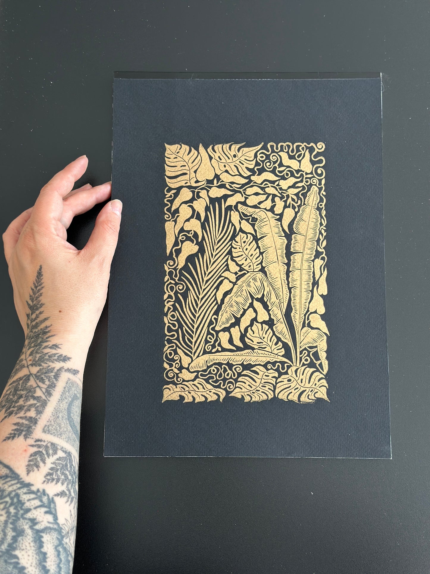 SKETCH BOOK with JUNGLE Lino Print Cover A5