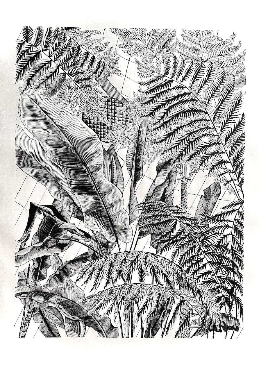 Bananas and Ferns / 100x70 cm