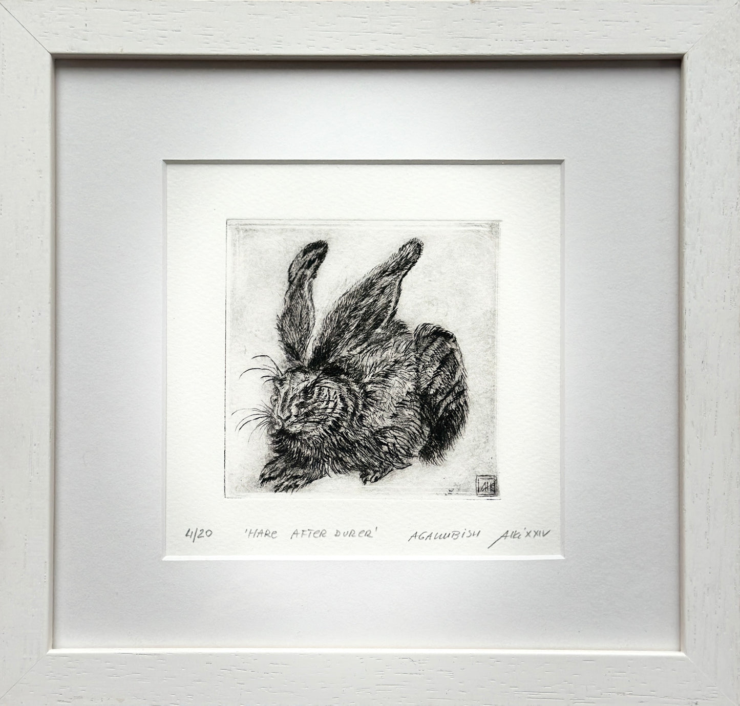 Hare after Durer / FRAMED / 25x26cm