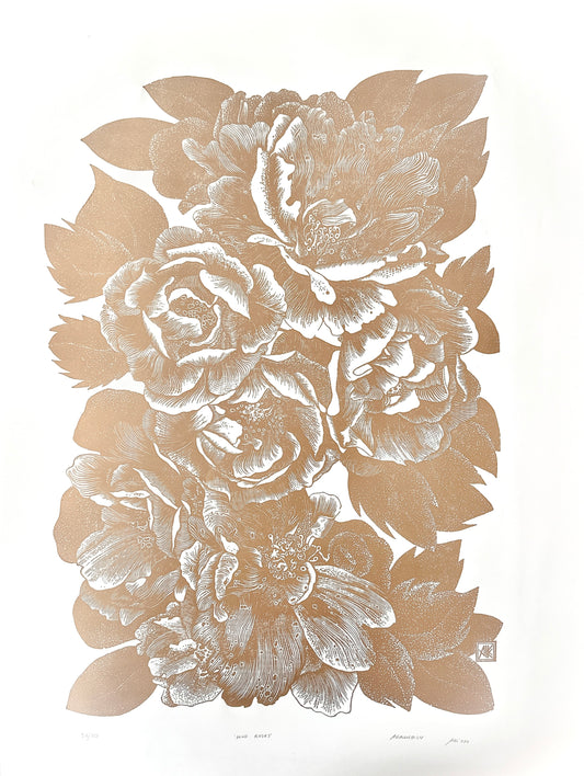 Golden Wild Roses / 80x53 cm