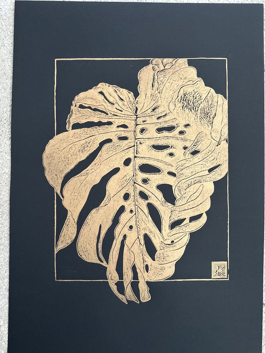 GOLD Monstera's Leaf / 50x70cm