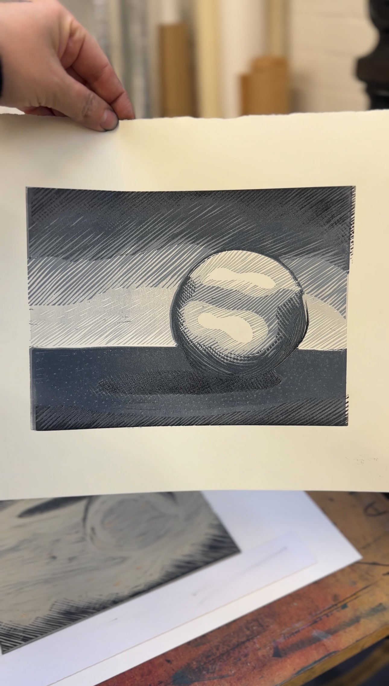 Study of Light / Reduction Linocut / 17x23 cm